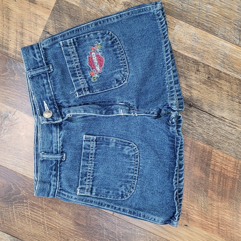 Harley-Davidson Denim Blue Jean Shorts with Embroidery, Size 6X